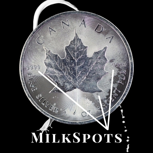Silver Maple Leaf coin review milk-spots on coin